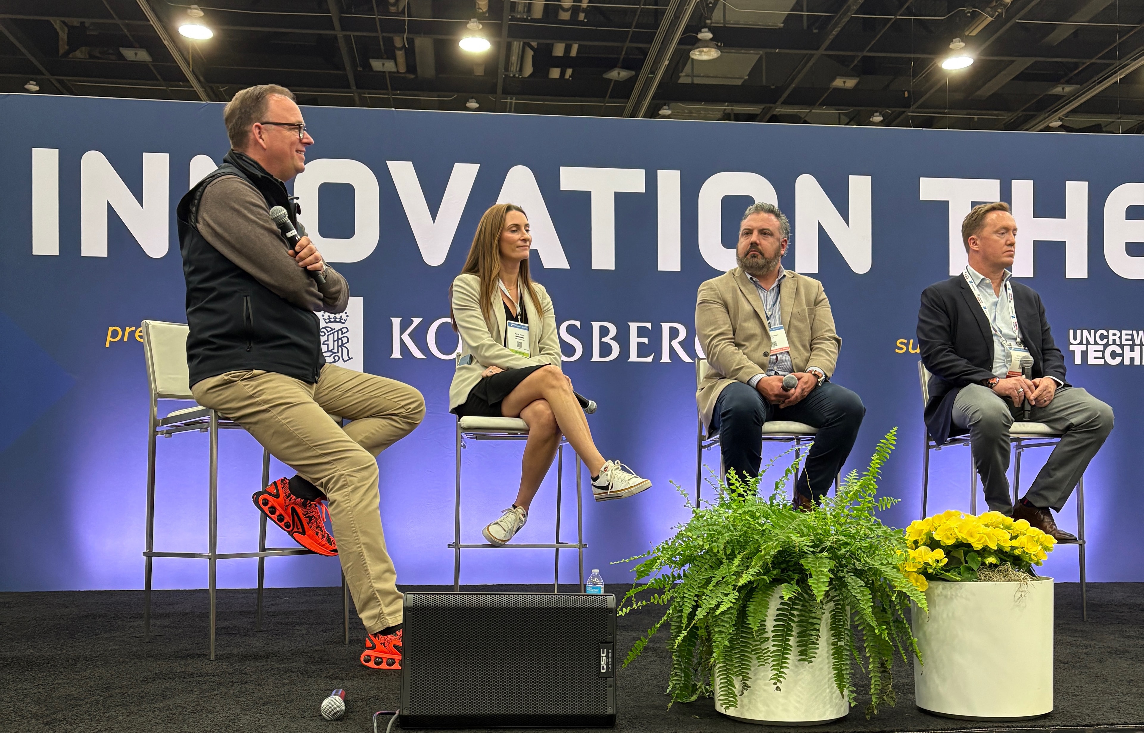 GRG team members participating in an industry panel discussion on defense and UAS innovation